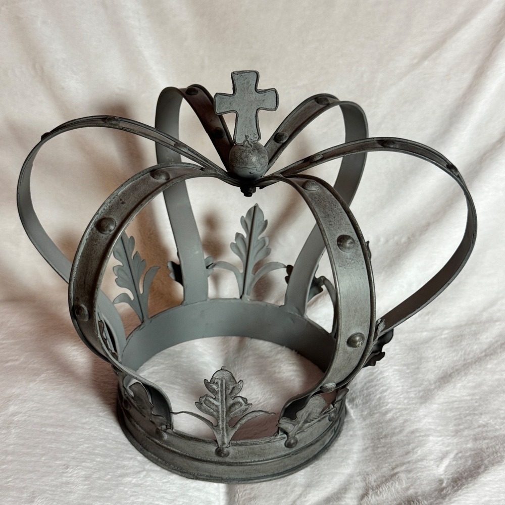 Silver Regal Lightweight 10" Metal Crown Home Accent Decor Cross Top